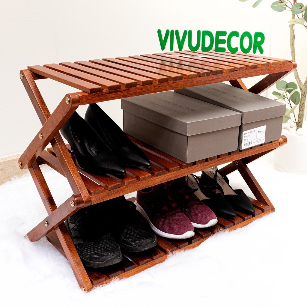Kệ giày VIVUDECOR KG03 gỗ tự nhiên