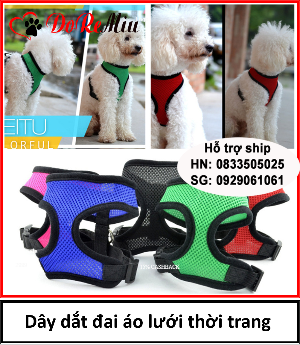 Doremiu - Cả Bộ Dây dắt chó mèo kèm áo lưới thời trang giá rẻ