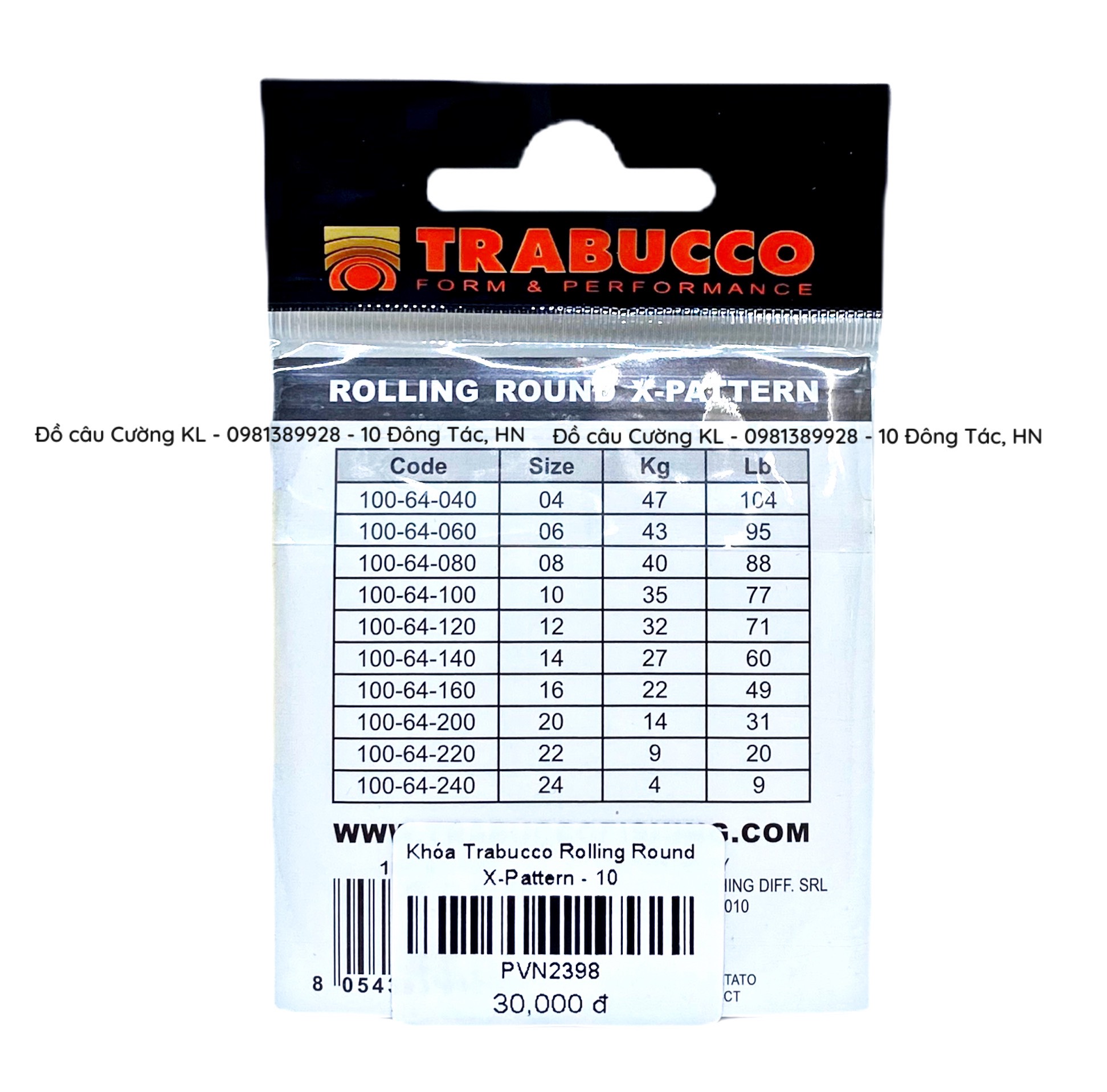 Khóa câu cá Trabucco rolling round x - pattern ( khóa số 8 vân trám )