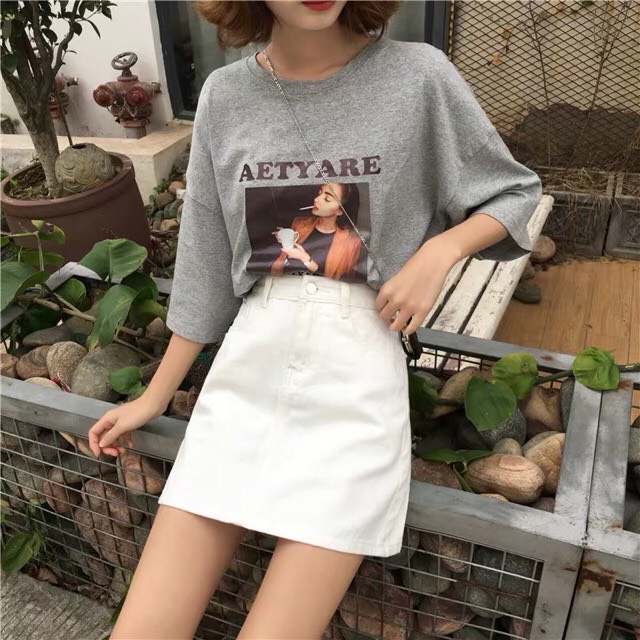 Chân váy jean dáng chữ A phong cách Hàn Quốc