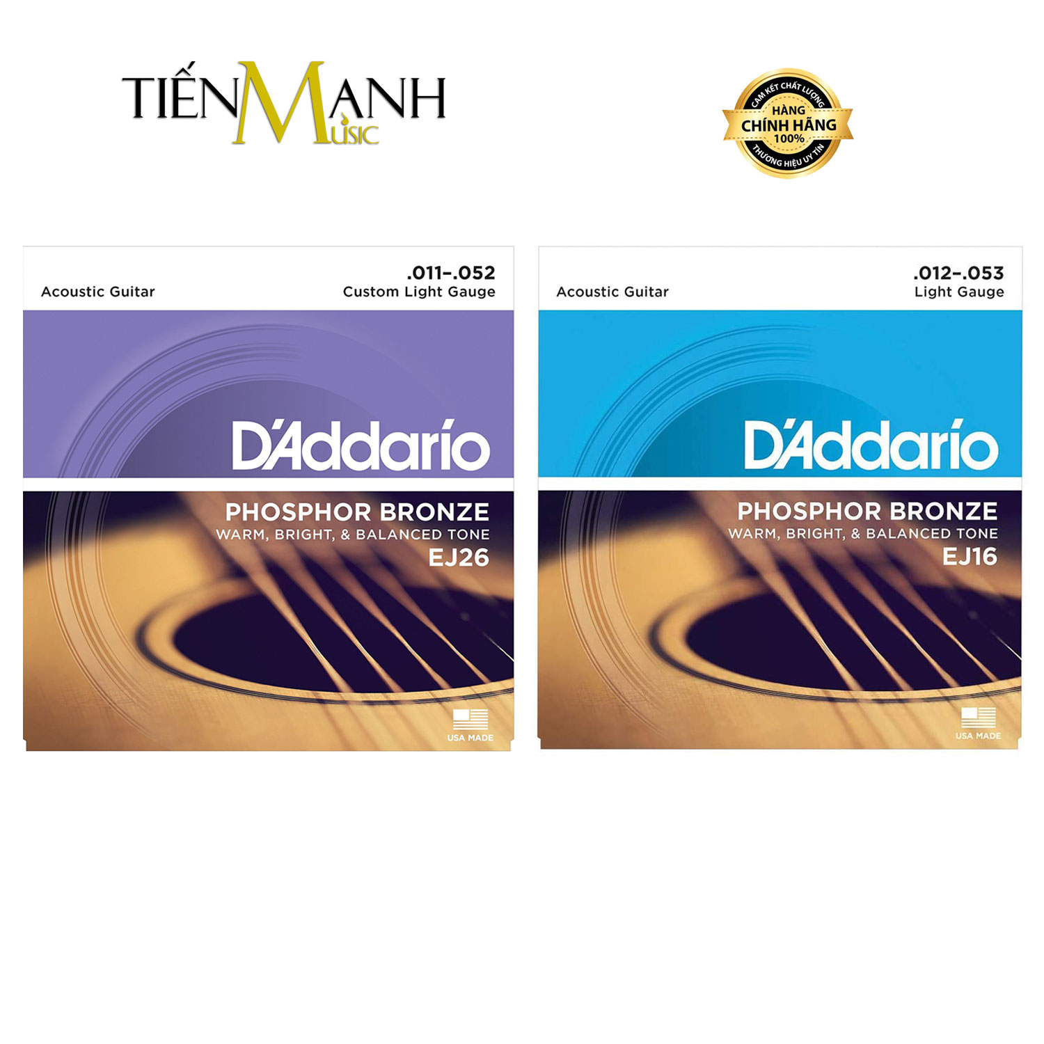 [Chính Hãng] Dây Đàn Guitar Acoustic D'Addario EJ26, EJ16 - Ghita Sắt Phosphor Bronze Strings DAddario