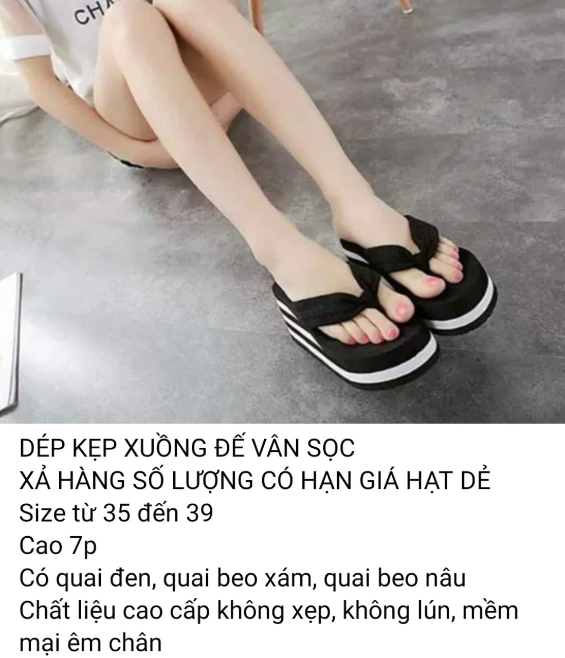 dép kẹp xuồng đế vân sọc