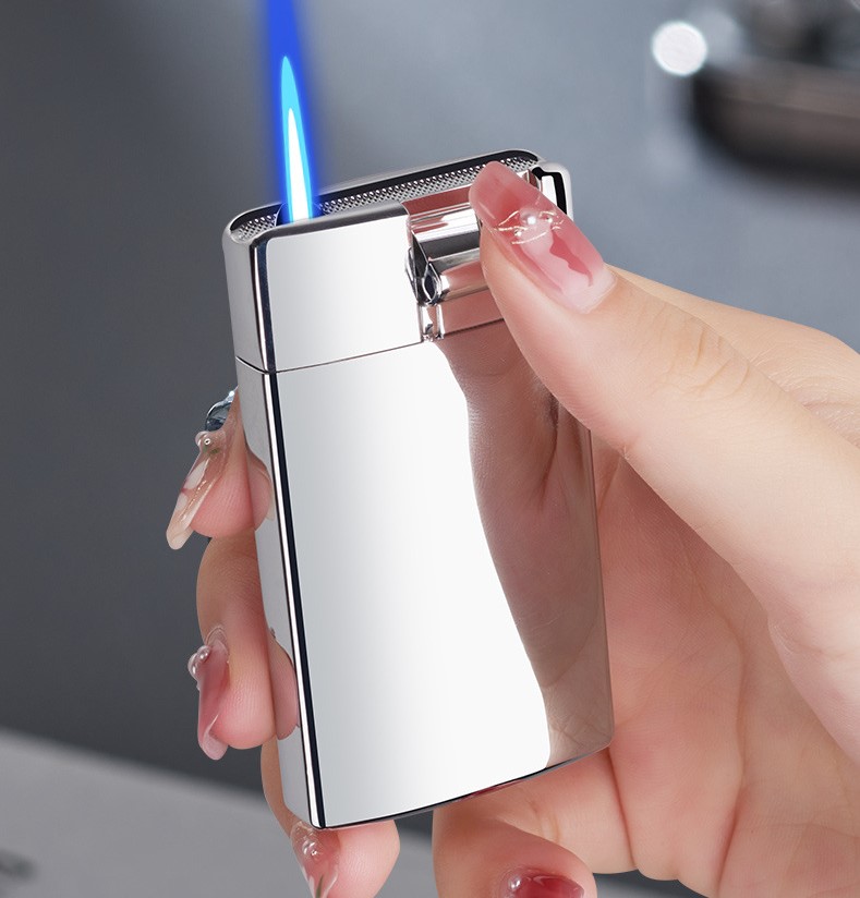 Bật lửa khò gas tráng bạc bóng nút bật kiểu mới