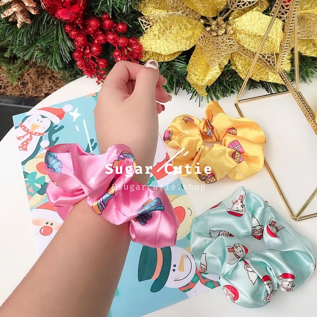 Scrunchies Giáng Sinh cột tóc lễ Noel