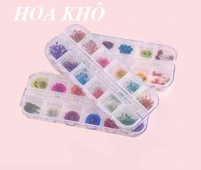 Hoa khô chùm trang trí móng 12 màu