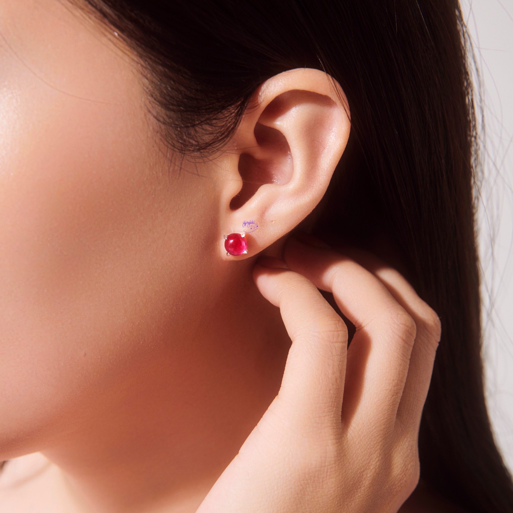 Bông Tai Simple Đá Ruby Thiên Nhiên Gypsy.lala