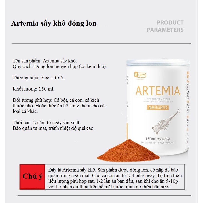Artemia tách vỏ sấy khô lon 150ml