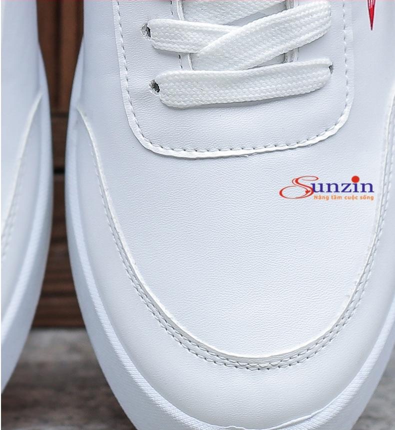 Giày thể thao nam da PU Sunzin 026, size từ 39-44 (trắng phối đen)