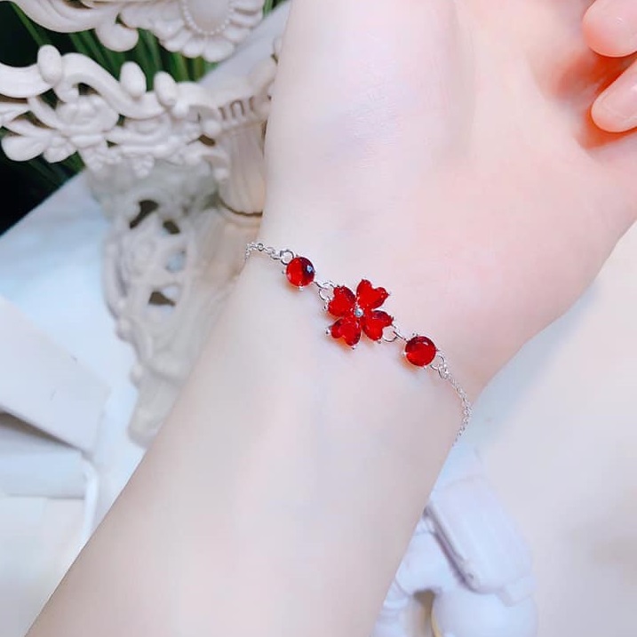 Lắc tay nữ bạc ta mặt cỏ 4 lá MS75