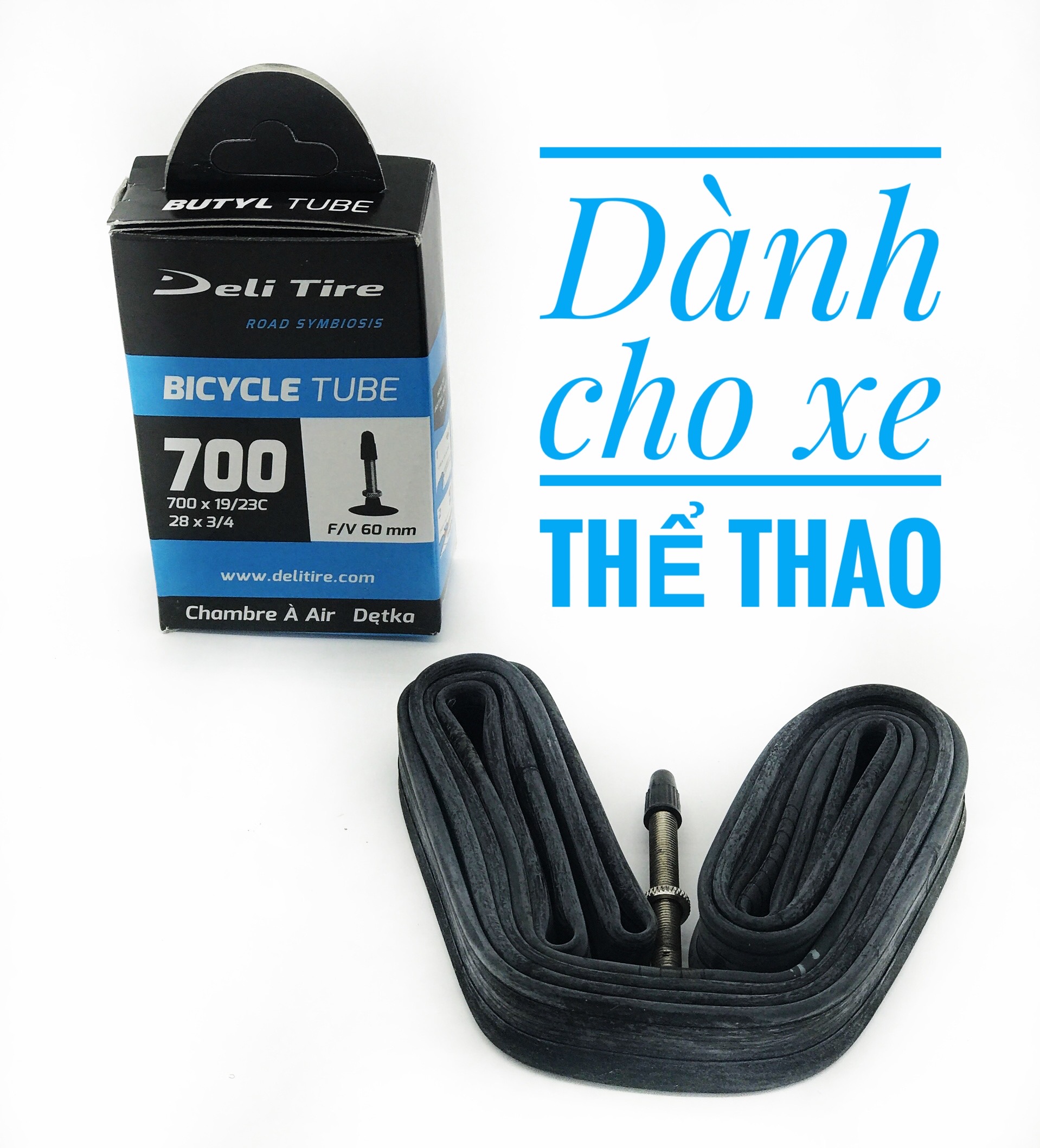 Inner tube bowel bicycle Sports Deli Tige 700x19/23C head 60mm, for road bike, mountain bike, made in Indonesia