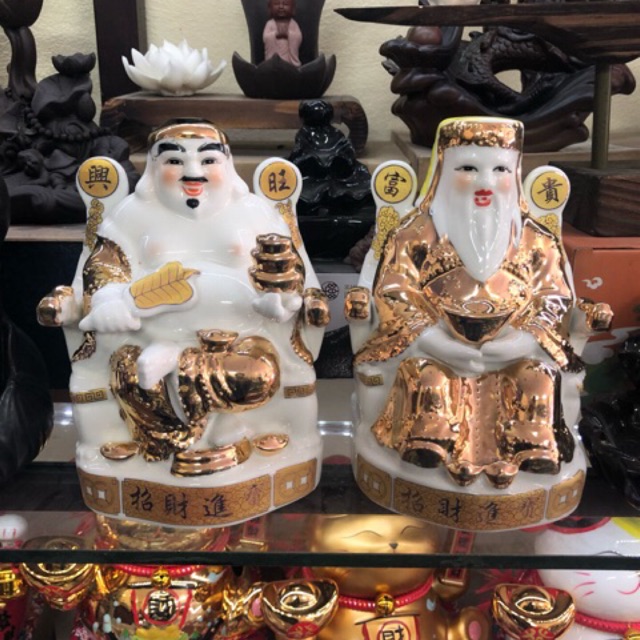 Bộ tượng Thần tài-Thổ địa kim sa