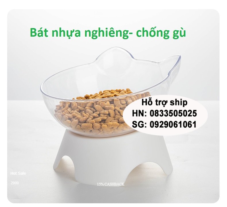 BÁT NHỰA NGHIÊNG CHO CHÓ MÈO - CHÉN ĐỰNG THỨC ĂN CHỐNG GÙ THÚ CƯNG NHỎ