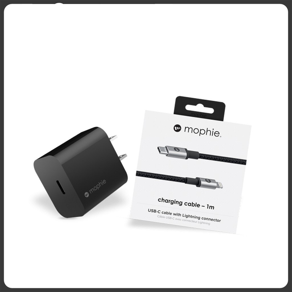 Combo sạc nhanh mophie power delivery 20w usb-c - cáp mophie c to lightning 1m - đạt chuẩn mfi - hàng chính hãng