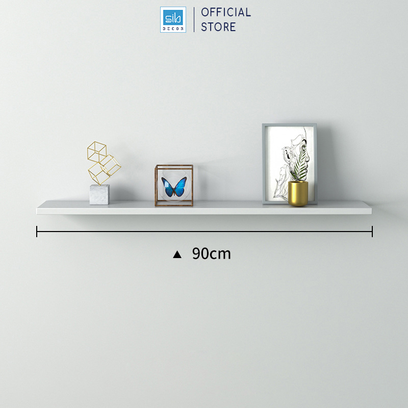 Kệ Để Sách, Đồ Trang Trí Gắn Tường Màu Trắng Không Giá Đỡ SIB Decor, Dạng Thanh Ngang Đơn Giản, Hiện Đại
