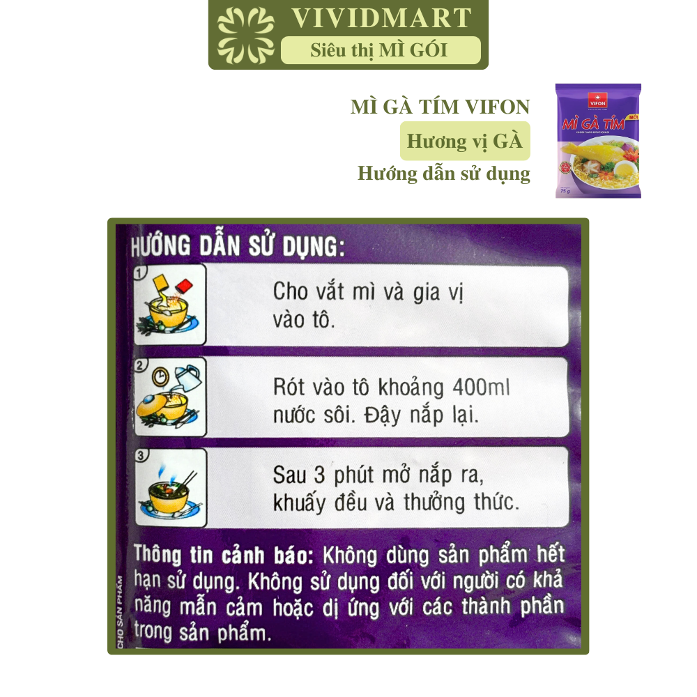 [SET 10 GÓI] - VIFON - Mì gà tím Vifon, Mì Vifon gà tím, Mì gà Vifon gà tím, Mì gói gà tím ăn liền Vifon mì ăn liền (75g/gói)