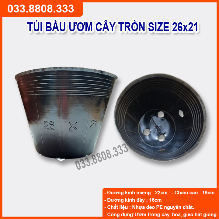 [Rẻ vô địch] 1Kg TUÍ BẦU TRÒN ĐEN ƯƠM CÂY ( SIZE 26X21) - CHẬU NHỰA MỀM TÁI SỬ DỤNG NHIỀU LẦN
