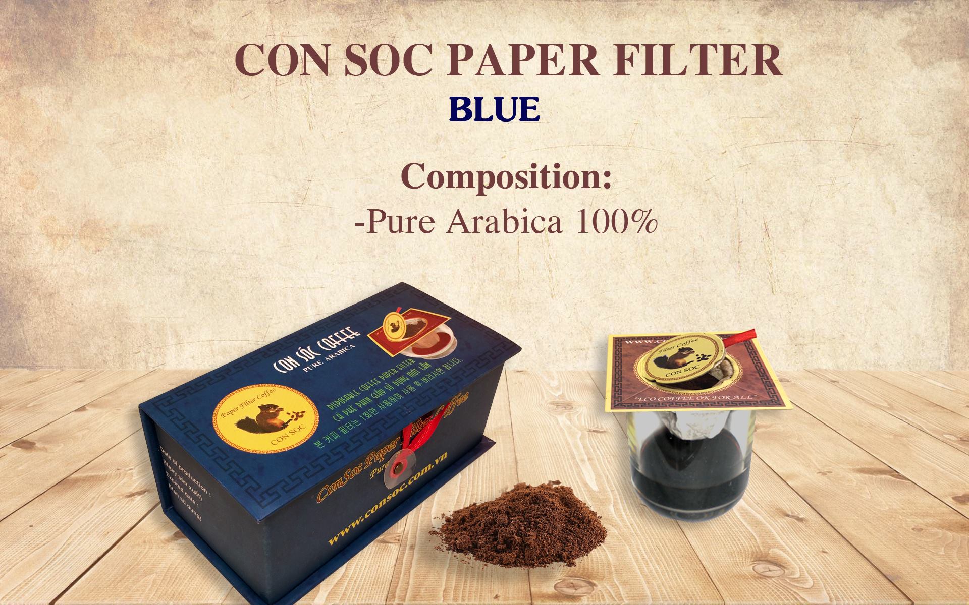 [Hộp XANH 10 phin] CÀ PHÊ PHIN GIẤY [VN] CON SOC Pure Arabica Paper Filter Coffee