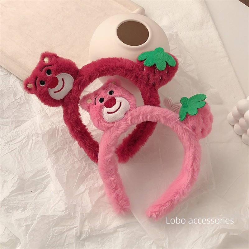 Cài tóc gấu dâu tây hồng lotso dễ thương