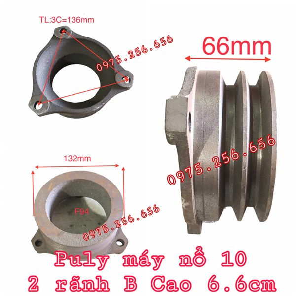 Puly máy nổ 10-2 rãnh B cao 6.6cm puly máy nông nghiệp phụ tùng ô tô máy nổ