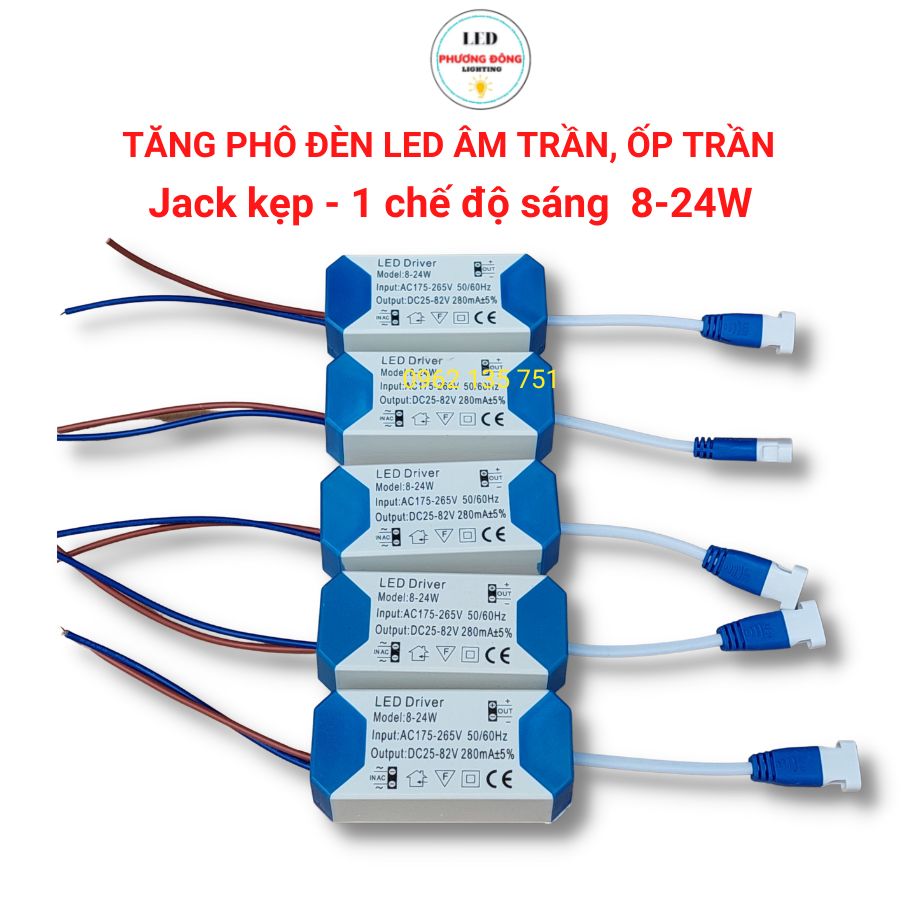 Bộ 5 Tăng Phô (Driver) dùng cho đèn Âm Trần, Ốp Trần Thạch Cao từ 8W đến 24W 1 CHẾ ĐỘ