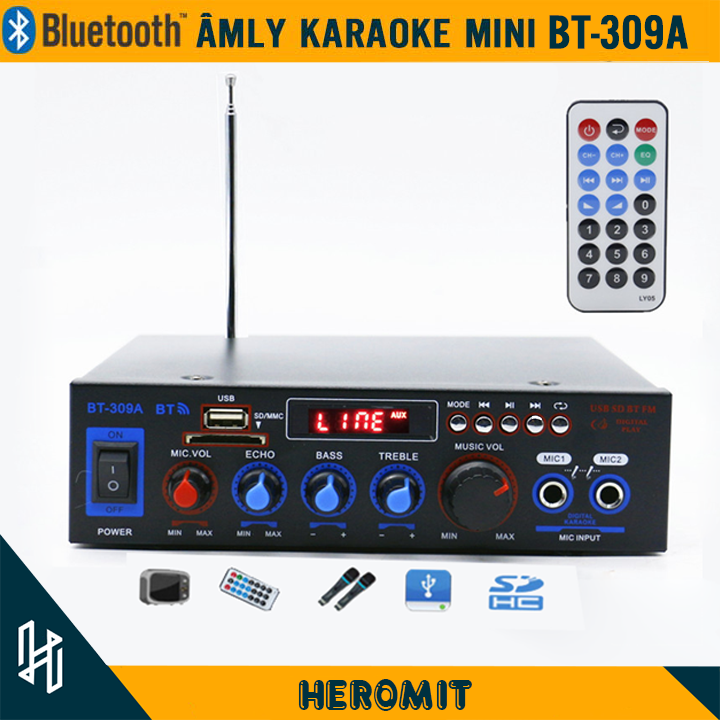 Âm ly Bluetooth mini hát karaoke BT-309A Chất Lượng Cao