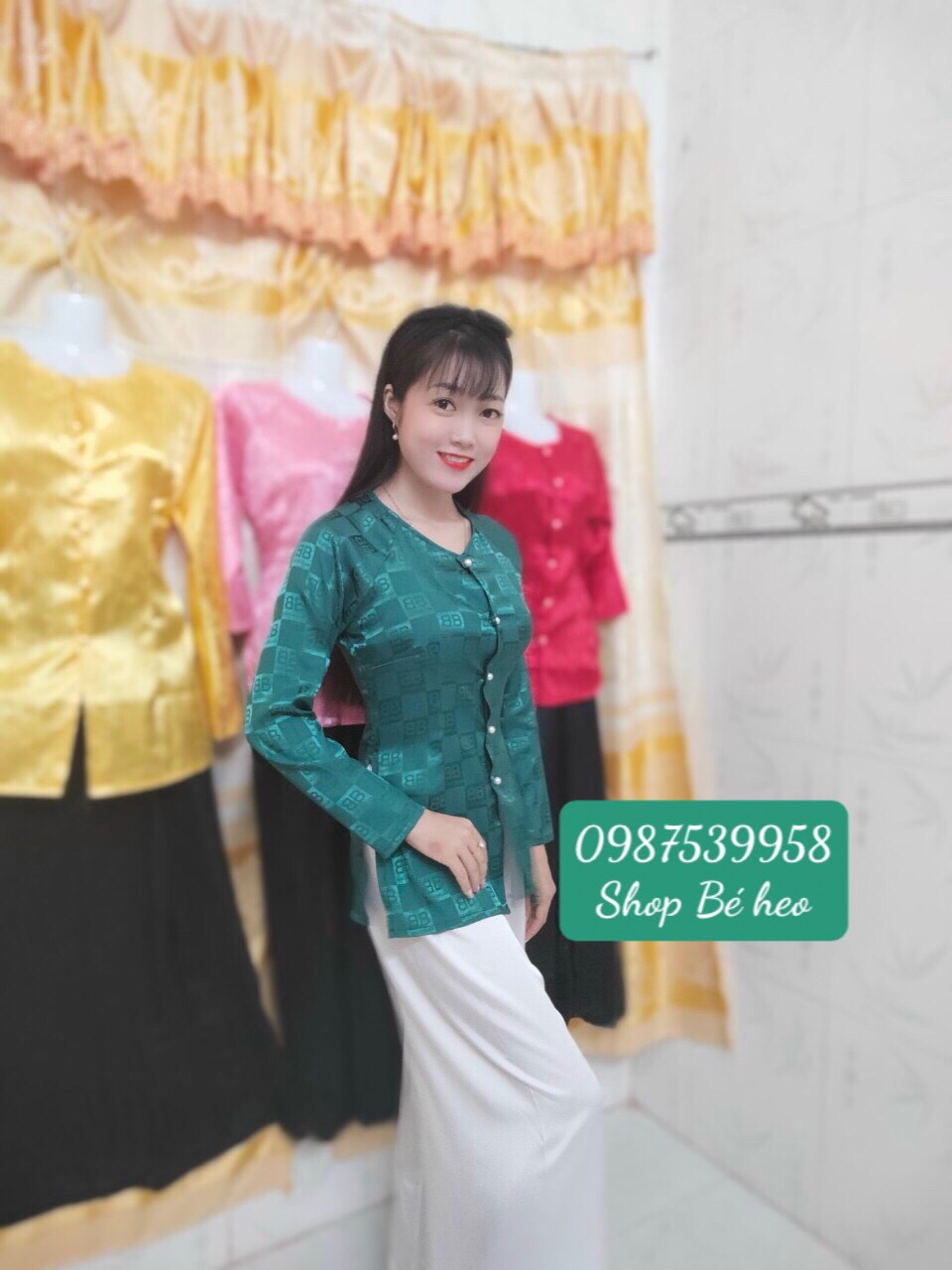 [HCM]ÁO BÀ BA  GẤM CHỮ  B*BCÓ KÈM QUẦN ( B01)