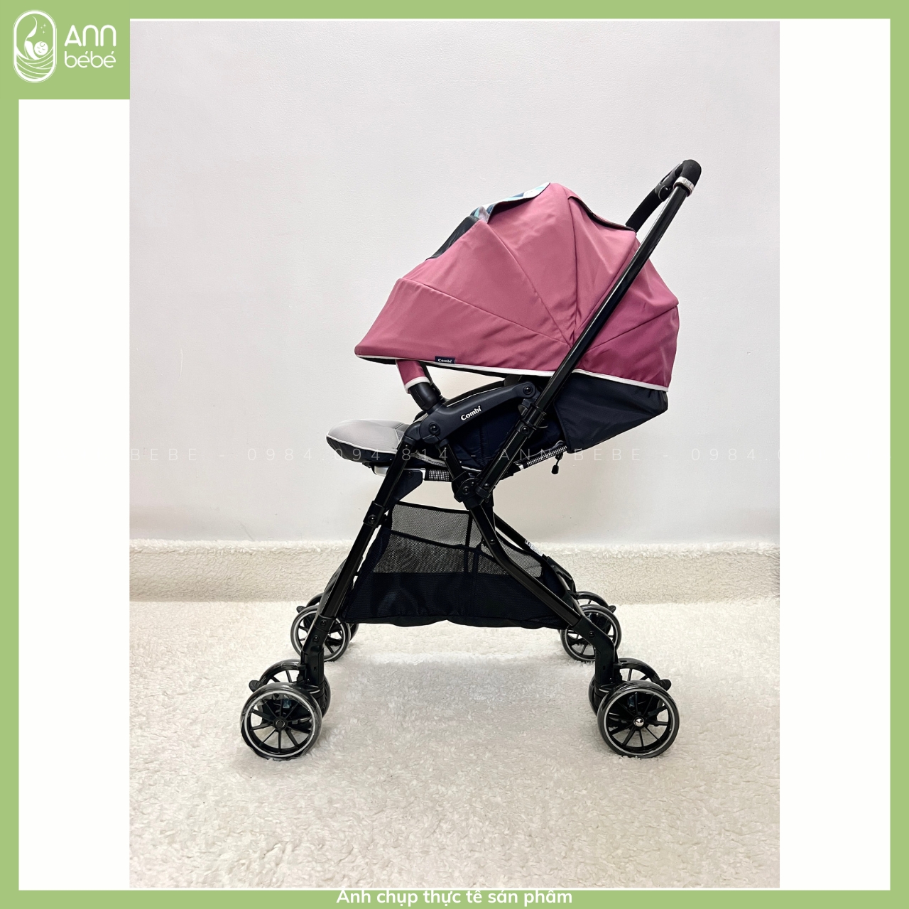 Xe Đẩy Combi Sugocal Light 4cas màu Hồng ANNBEBE