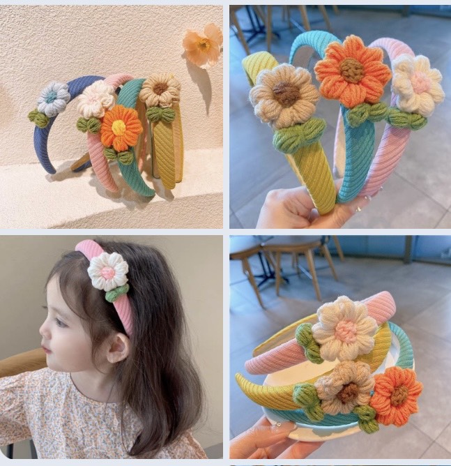 Kẹp ren nơ hoa phối ruy băng màu sắc ngọt ngào dễ thương phong cách Hàn