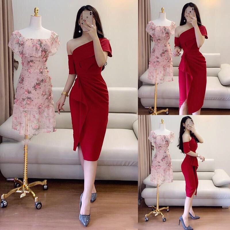 Đầm ôm body nữ tầng bèo thời trang dự tiệc cao cấp qc