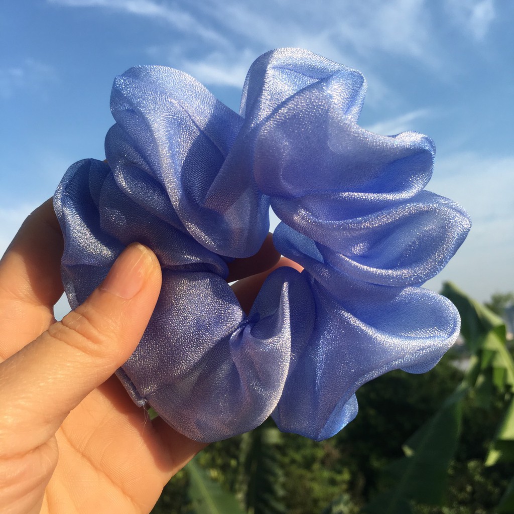 {Ảnh Thật} Cột Tóc Vải Scrunchies Von Lụa Ánh Kim Mềm Xịn