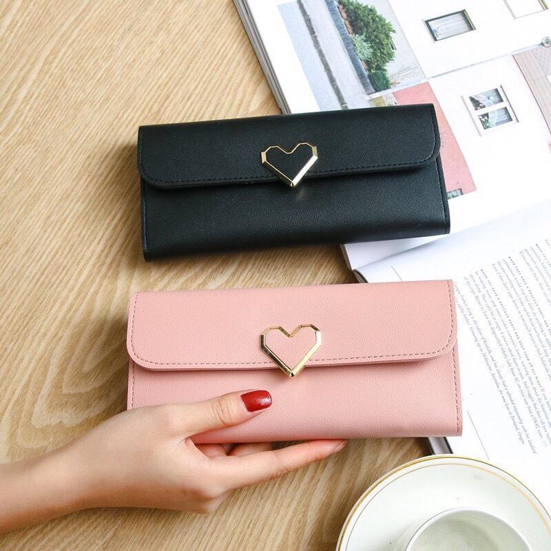 Ví cầm tay nữ loại dài khóa hình trái tim cao cấp cheryshop94 ms133