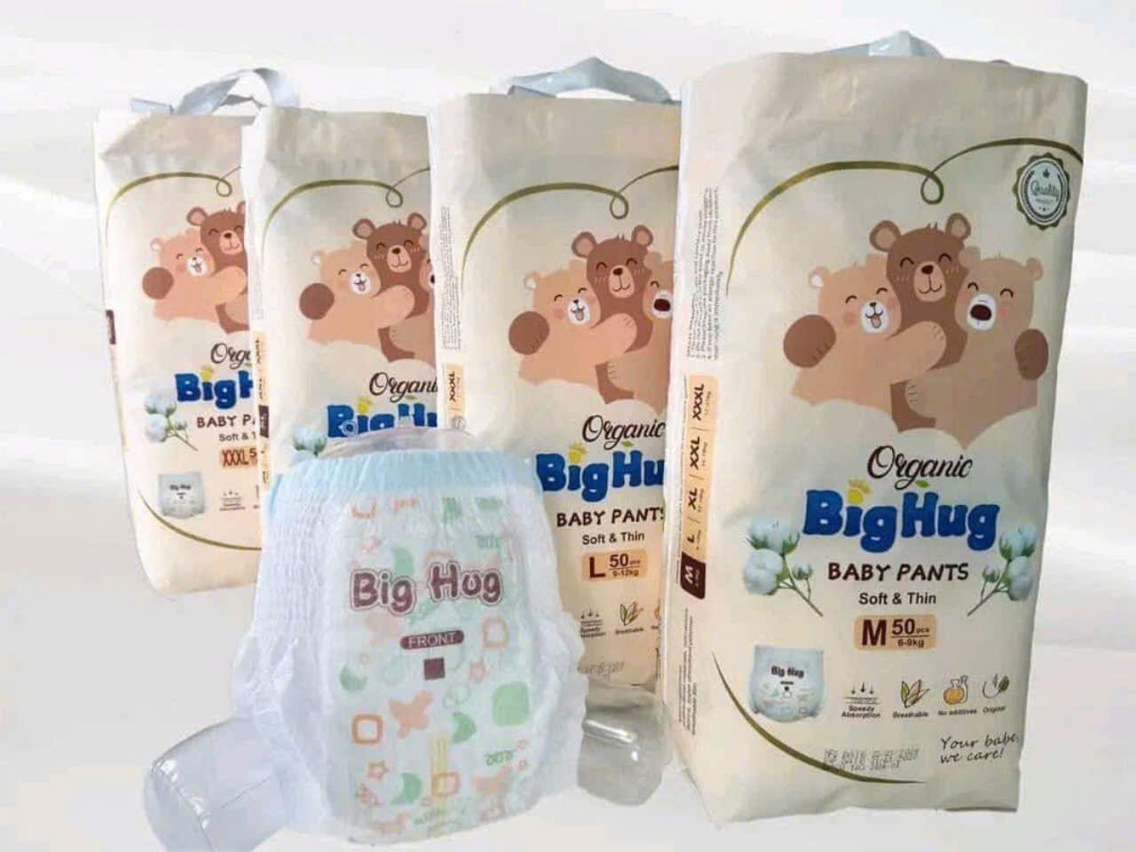 (BIG HUG) Bỉm Tả Quần Siêu Mềm Chun Đệm Mây Thám Hút Tốt