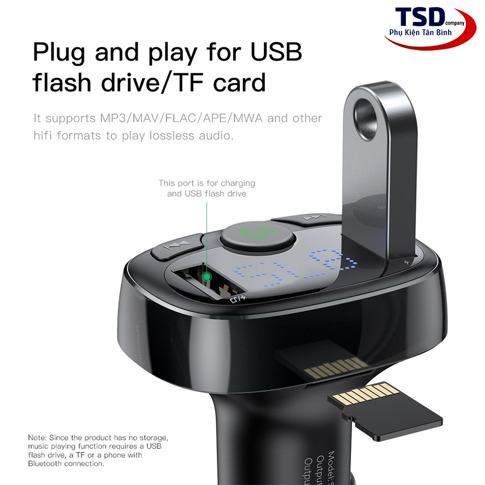 [HCM]Củ Sạc Xe Hơi Đa Năng Baseus S-09A (3.4A Dual USB PortBluetooth MP3 TF Card/FM)