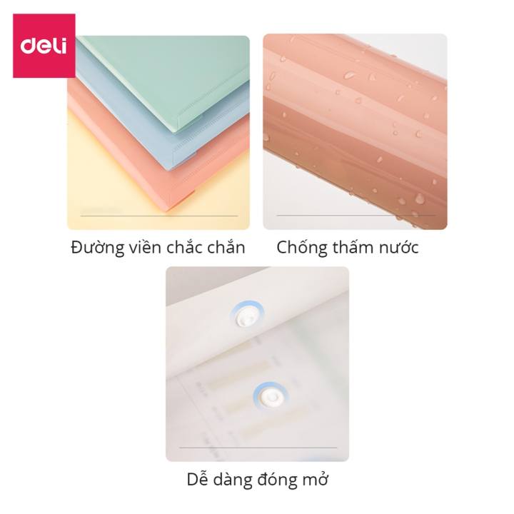 Túi file đựng tài liệu A4 Deli nhiều màu, my clear bag bìa đựng tài liệu văn phòng lưu trữ hồ sơ giấy tờ PP301 - Hình ảnh 9