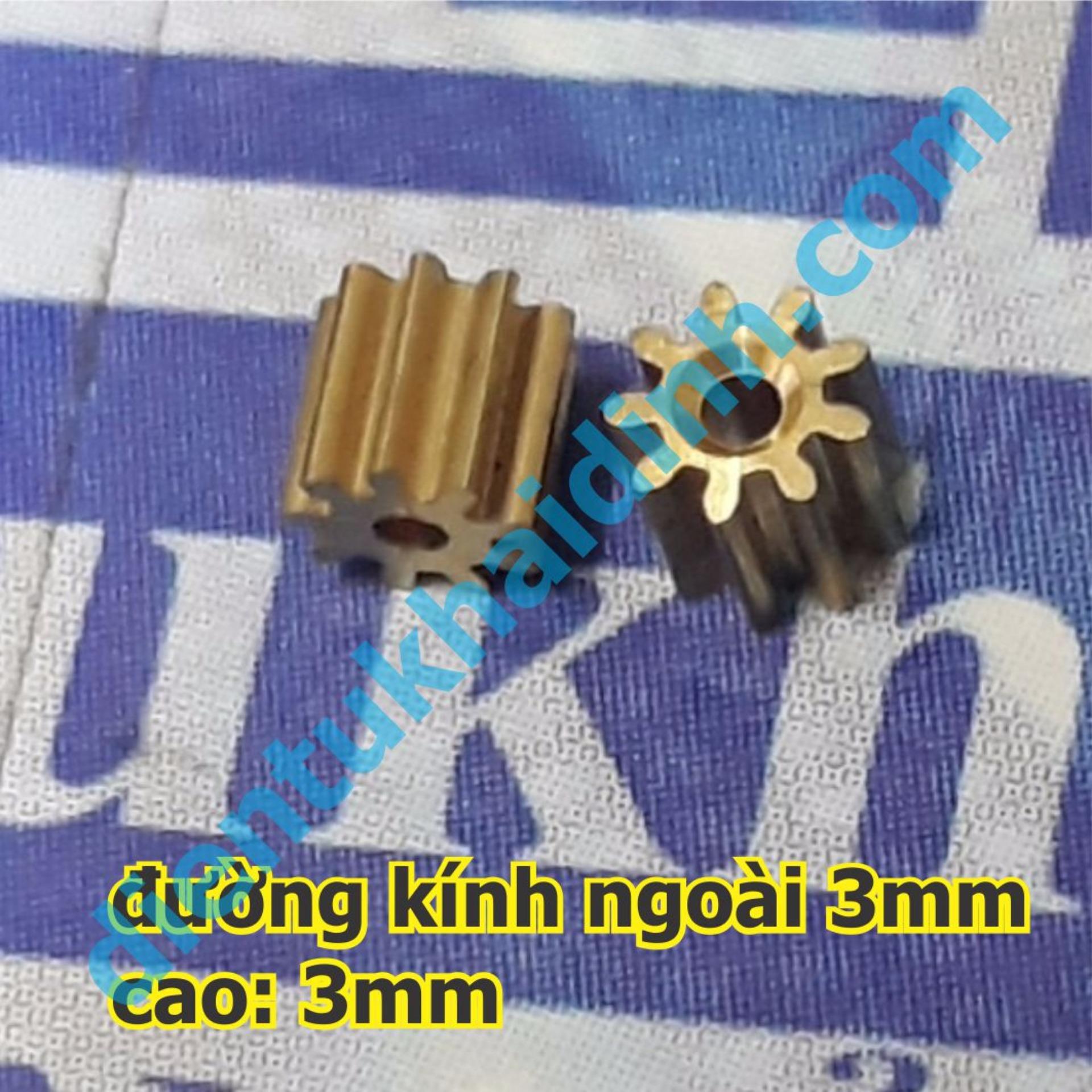5 cái bánh răng đồng 0.3 91A 9 răng, lỗ trục 1mm, cao 3mm đường kính 3mm kde3000