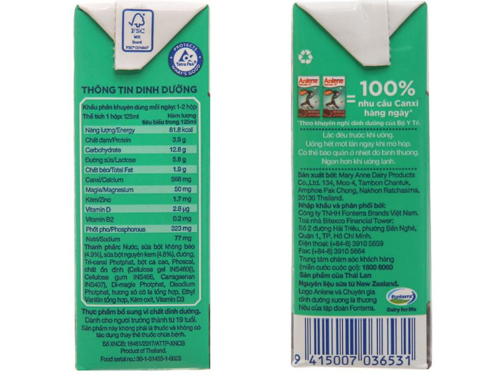 Lốc 4 hộp sữa bột pha sẵn Anlene đậm đặc 4x socola 125ml