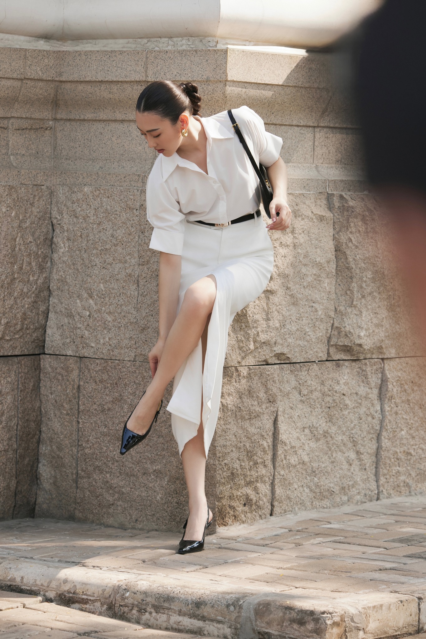 Áo sơ mi cotton lụa tay lửng HUONG BOUTIQUE BSSM46