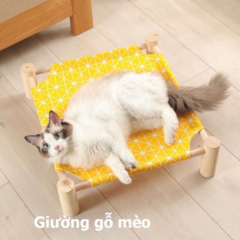 Giường gỗ cho mèo dành cho mèo và các giống chó nhỏ giường phong cách Nhật