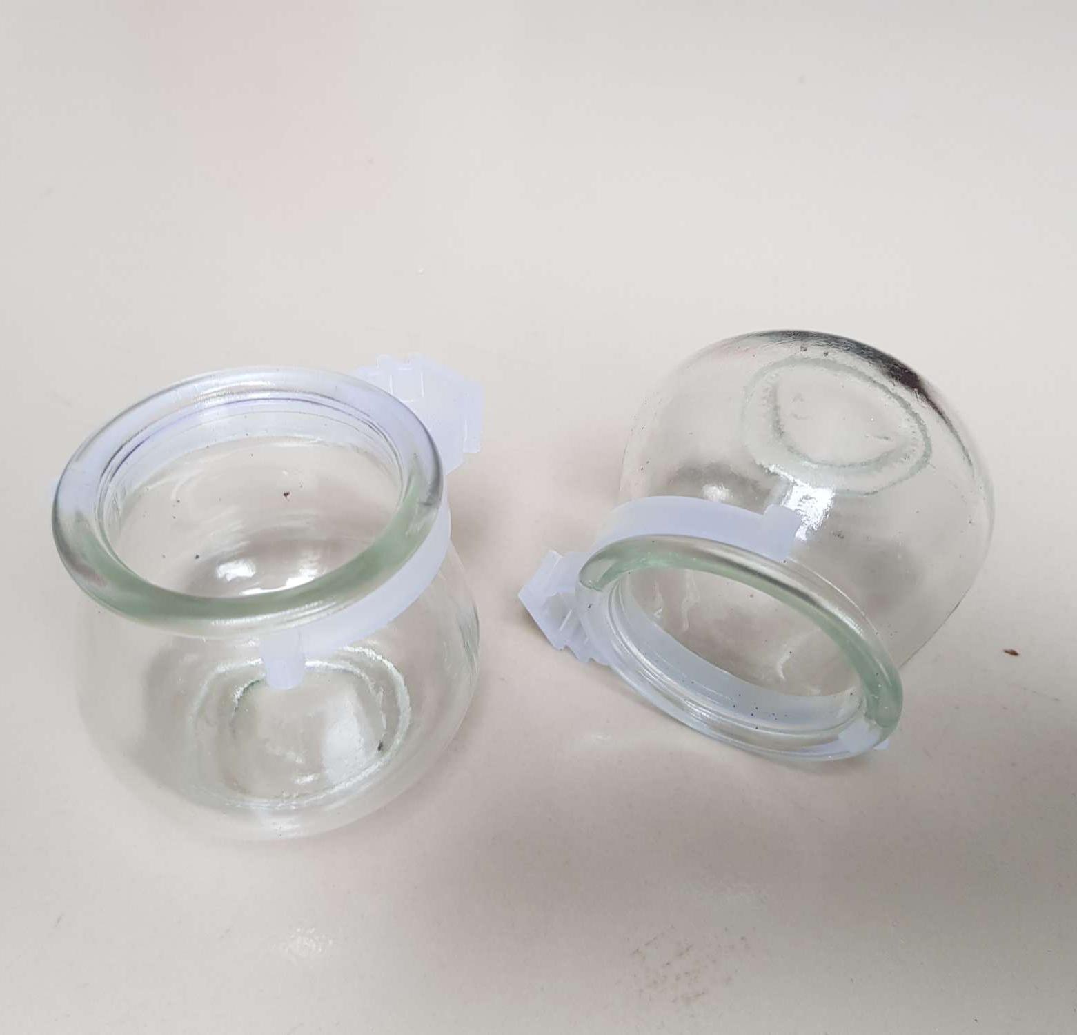 2 cóng thủy tinh cho chim ăn uống có móc cài lồng