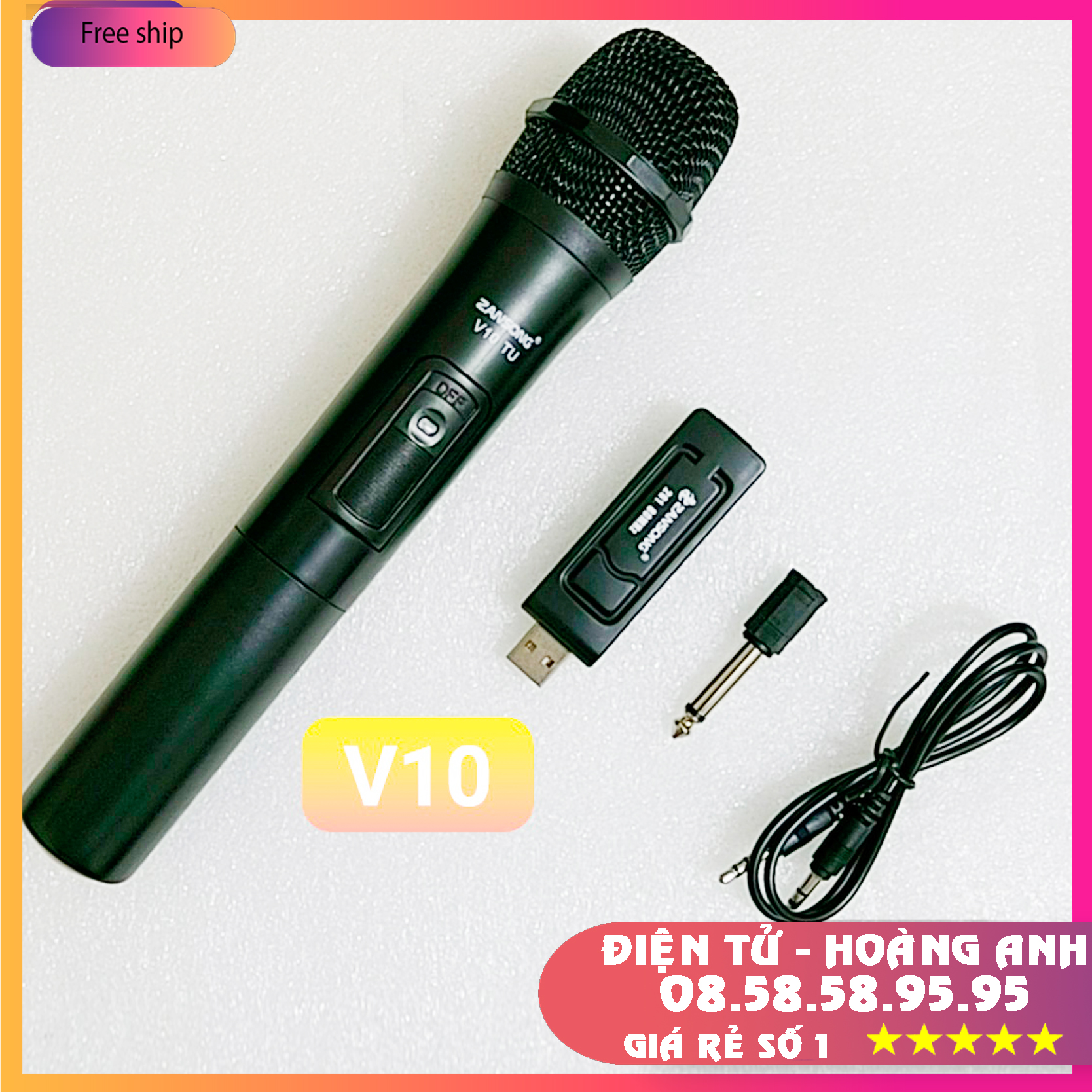 Micro karaoke không dây v10 + v12 cho loa kéo - daile s8 - zansong a061 - jbz - 106 - 108