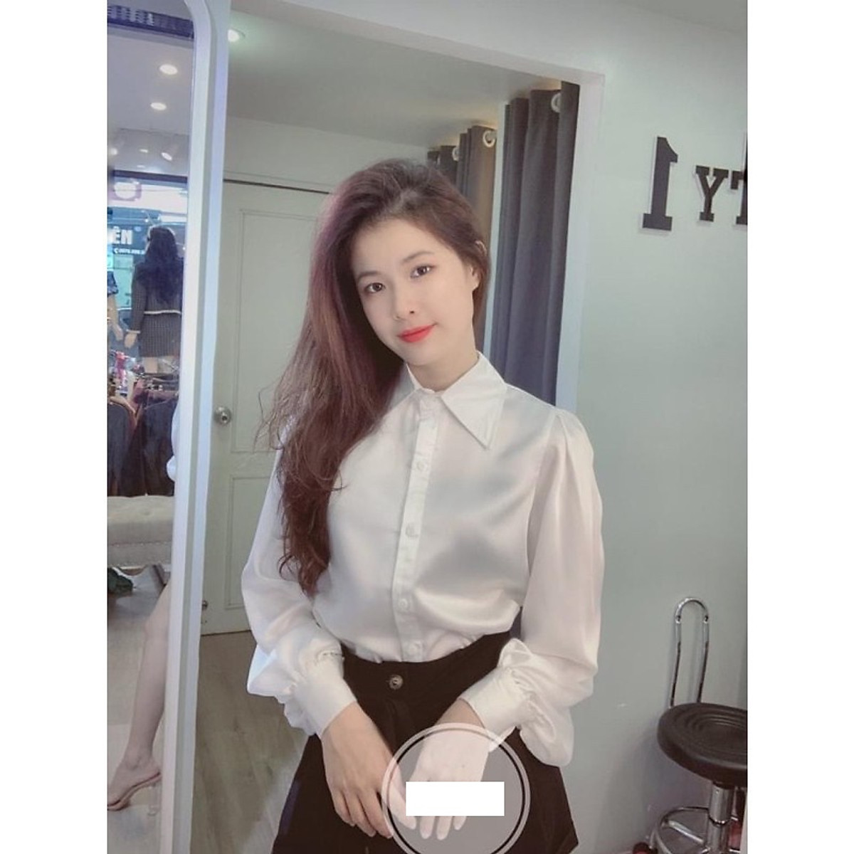 Áo sơ mi LỤA TRẮNG TAY BỒNG siêu xinhh