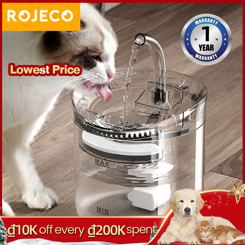 Bộ lọc vòi nước ROJECO 1.35L/2L cho mèo Máy uống nước cảm biến tự động cho mèo Máy cấp nước cho thú cưng Máy lọc nước cho thú cưng Đài phun nước uống tự động cho mèo