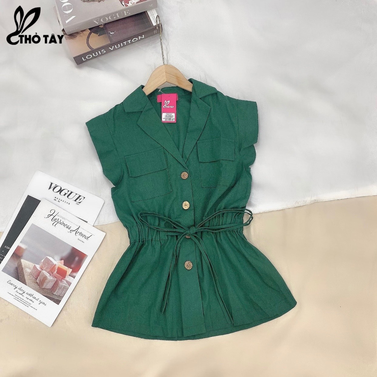 Áo Kiểu Nữ Linen Rút Eo - THỎ TÂY A209Cx398