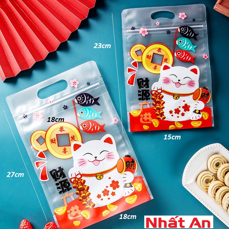 Túi zip mèo may mắn 10 cái