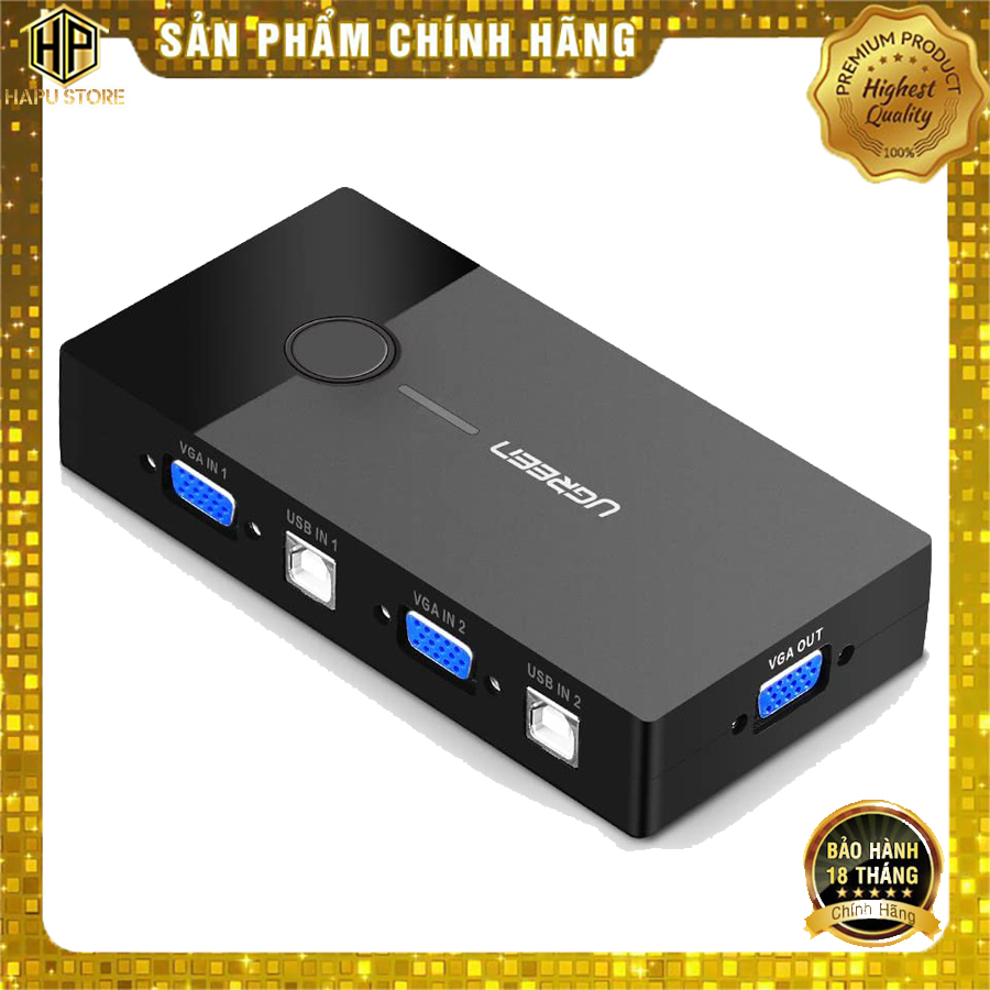Bộ kvm switch usb ugreen 30357 - 2 máy tính chung 1 màn hình cao cấp - hapustore