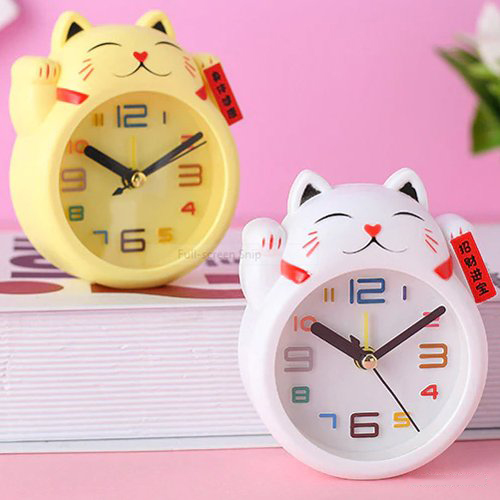 Đồng hồ báo thức hình mèo thần tài kute