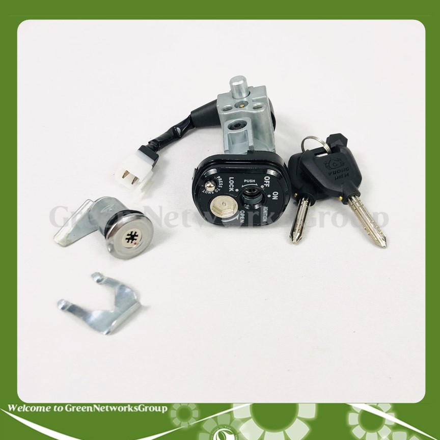 Bộ ổ khoá 8 cạnh gồm khóa yên và khóa xe cho Wave RSX loại 2 dây Green Networks Group