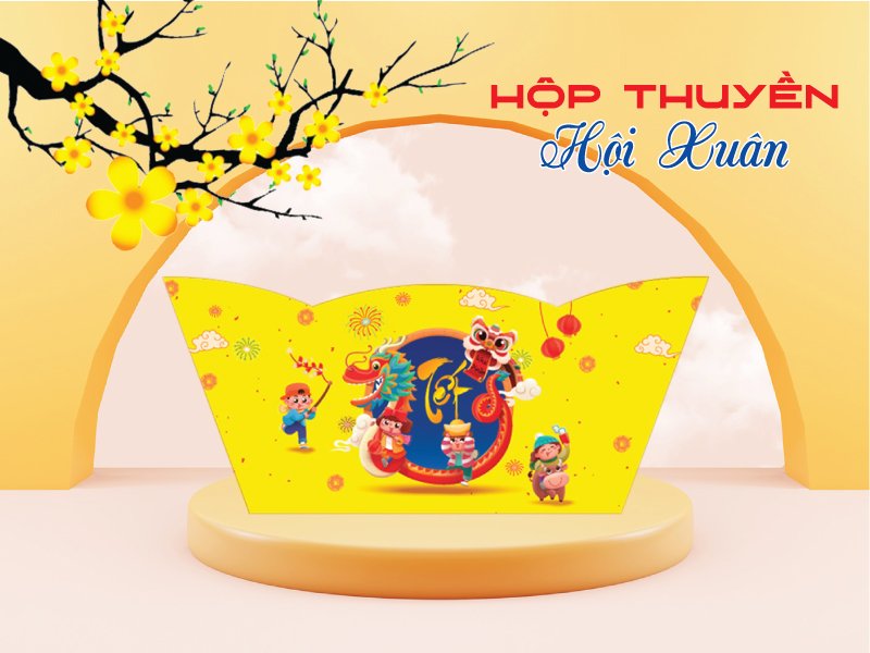 Khay Thuyền đựng giỏ quà Tết cao cấp KINGBOX
