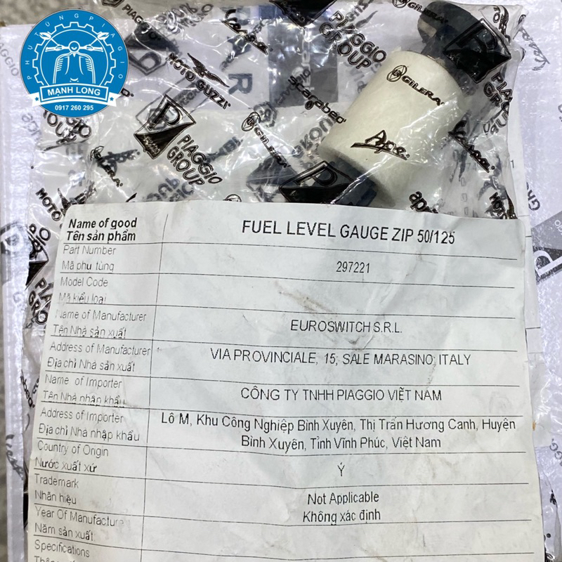 Báo xăng, Phao xăng Piaggio zip 100 cao cấp ( chính hãng )