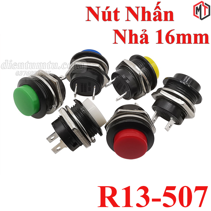 Nút nhấn nhả 16mm - nút đề - nút reset
